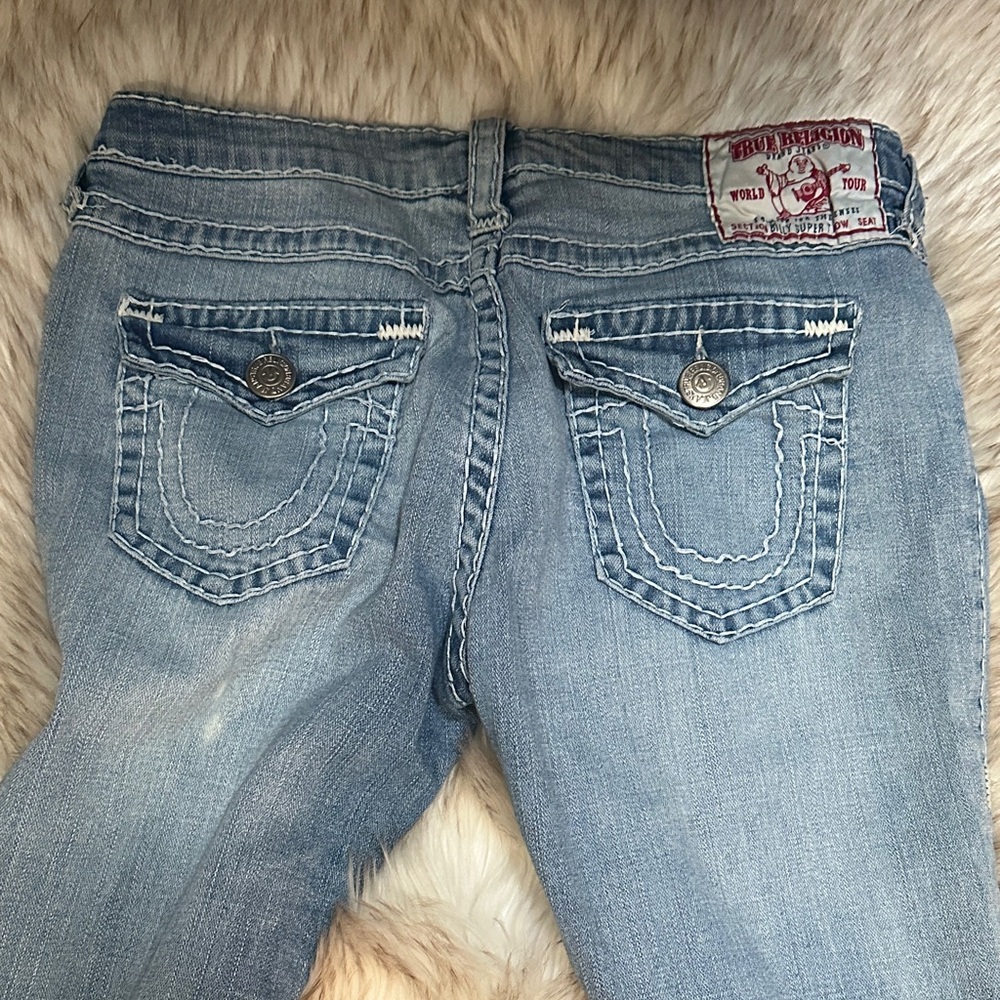 True Religion Women's Faded Blue Straight Legs  Jeans